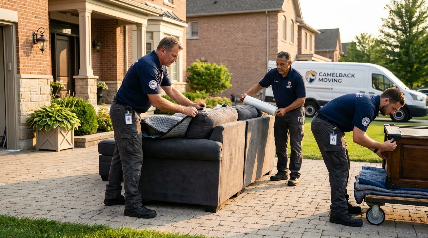 Large estate moving crew wrapping furniture in Destin, FL